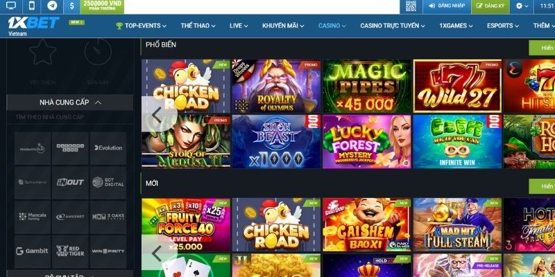 Sảnh cá cược 1XBET đa dạng và phong phú