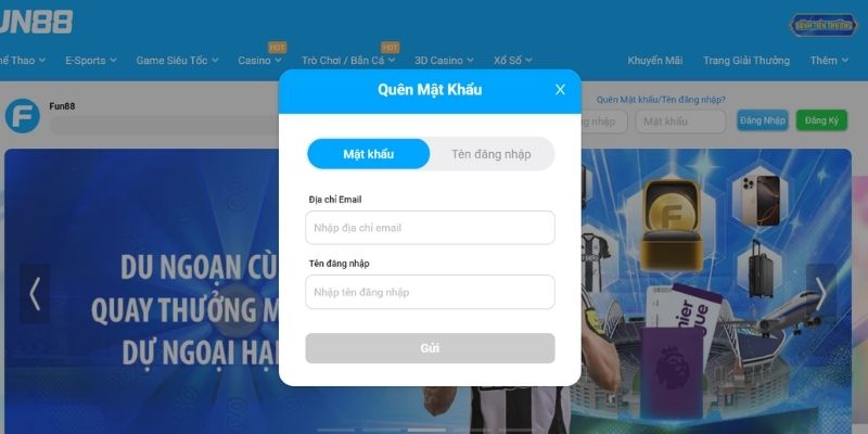 Nhận mã xác minh đăng ký đăng nhập FUN88