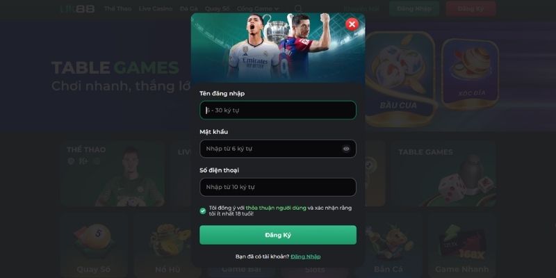 Tạo mật khẩu đăng ký đăng nhập UK88 mới