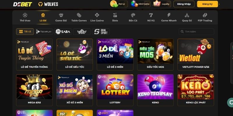 Sảnh cá cược DEBET đẳng cấp với hàng loạt siêu phẩm