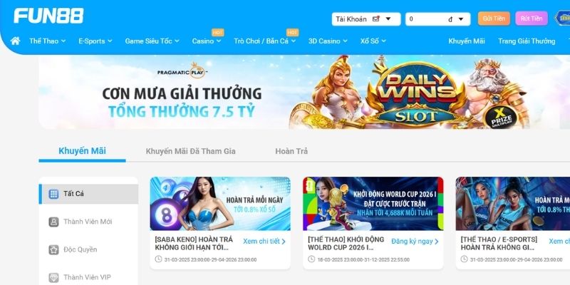Cách nhận khuyến mãi Fun88