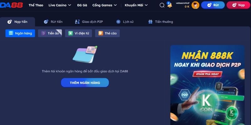 Khám phá quy trình nạp rút tiền DA88