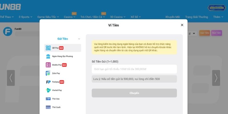 Kiểm tra giao dịch nạp rút tiền FUN88