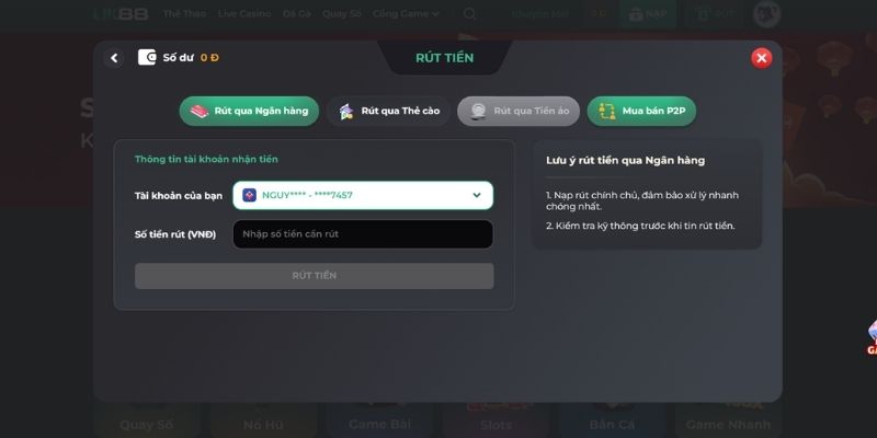 Đặt lại mật khẩu mới để nạp rút tiền UK88